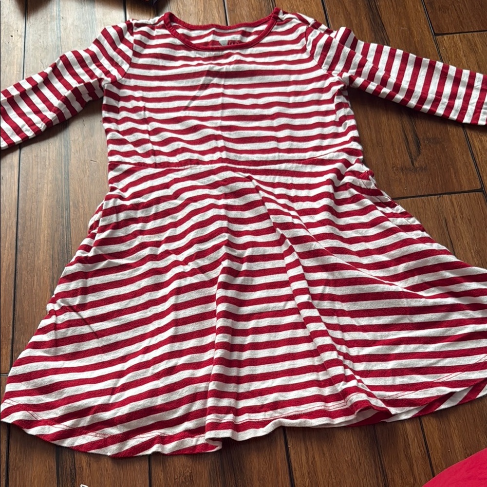 Primary Red and White Striped Dress